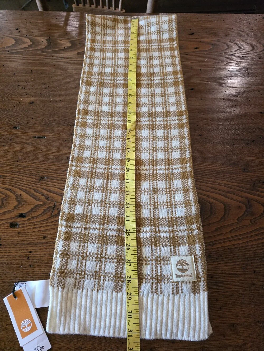 ❄️NWT Timberland Brown & Cream Plaid Knit Scarf/Unisex